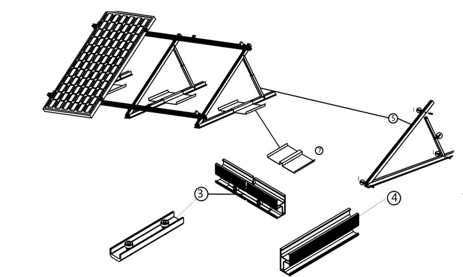 Installation diagram for adjustable solar panel brackets Installation diagram for adjustable solar panel brackets